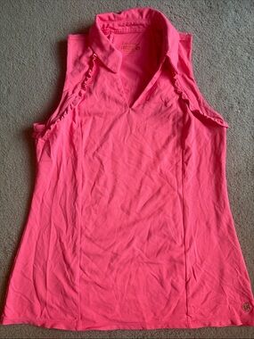 Sleeveless Pink Polo Top by Lilly Pulitzer Luxletic material